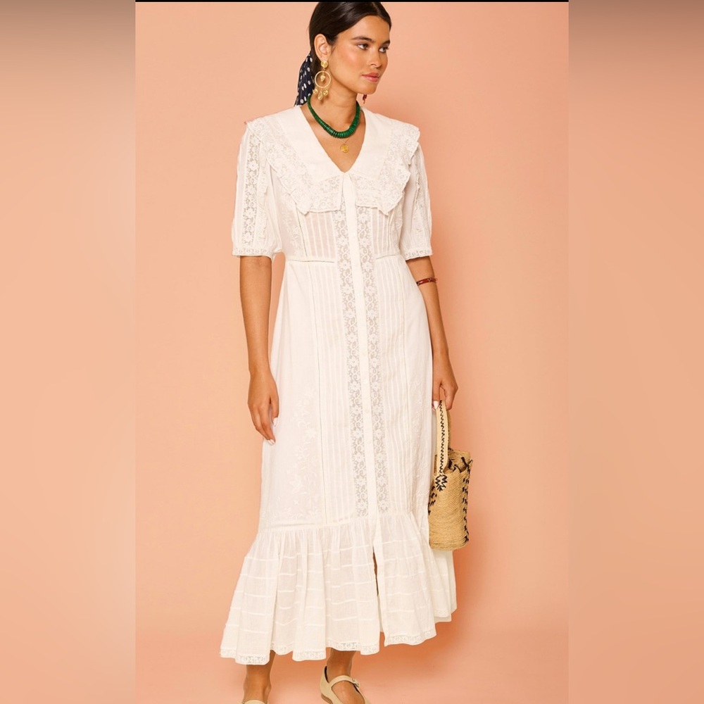 RIXO EDINA MIDI PANSY DRESS